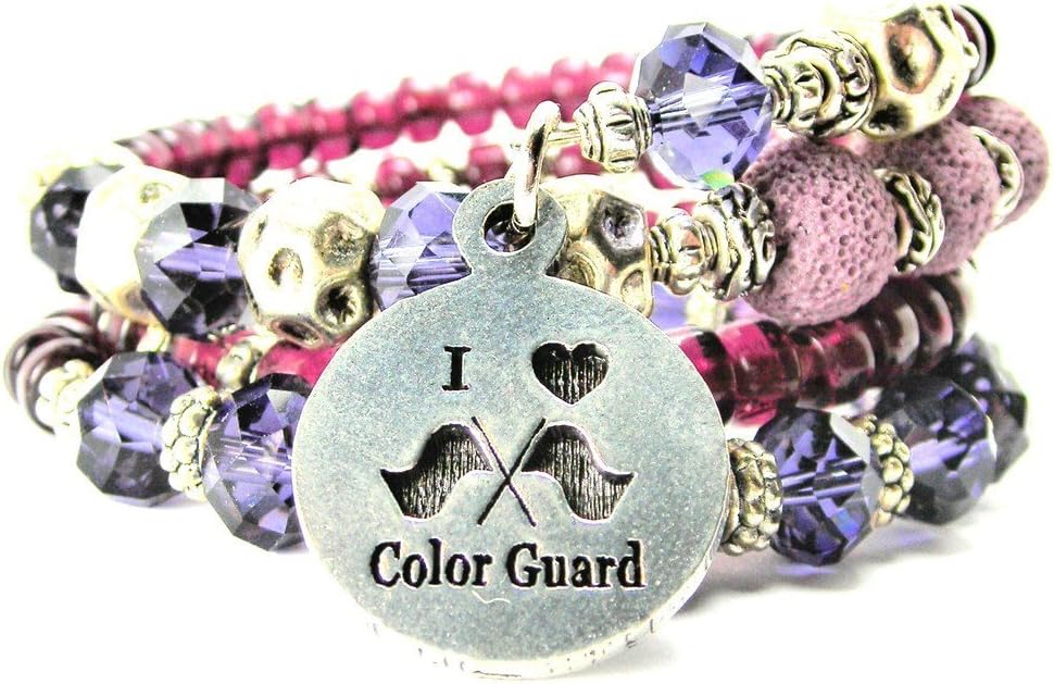 ChubbyChicoCharms I Love Color Guard Multi Wrap Charm Bracelet in Plum Purple