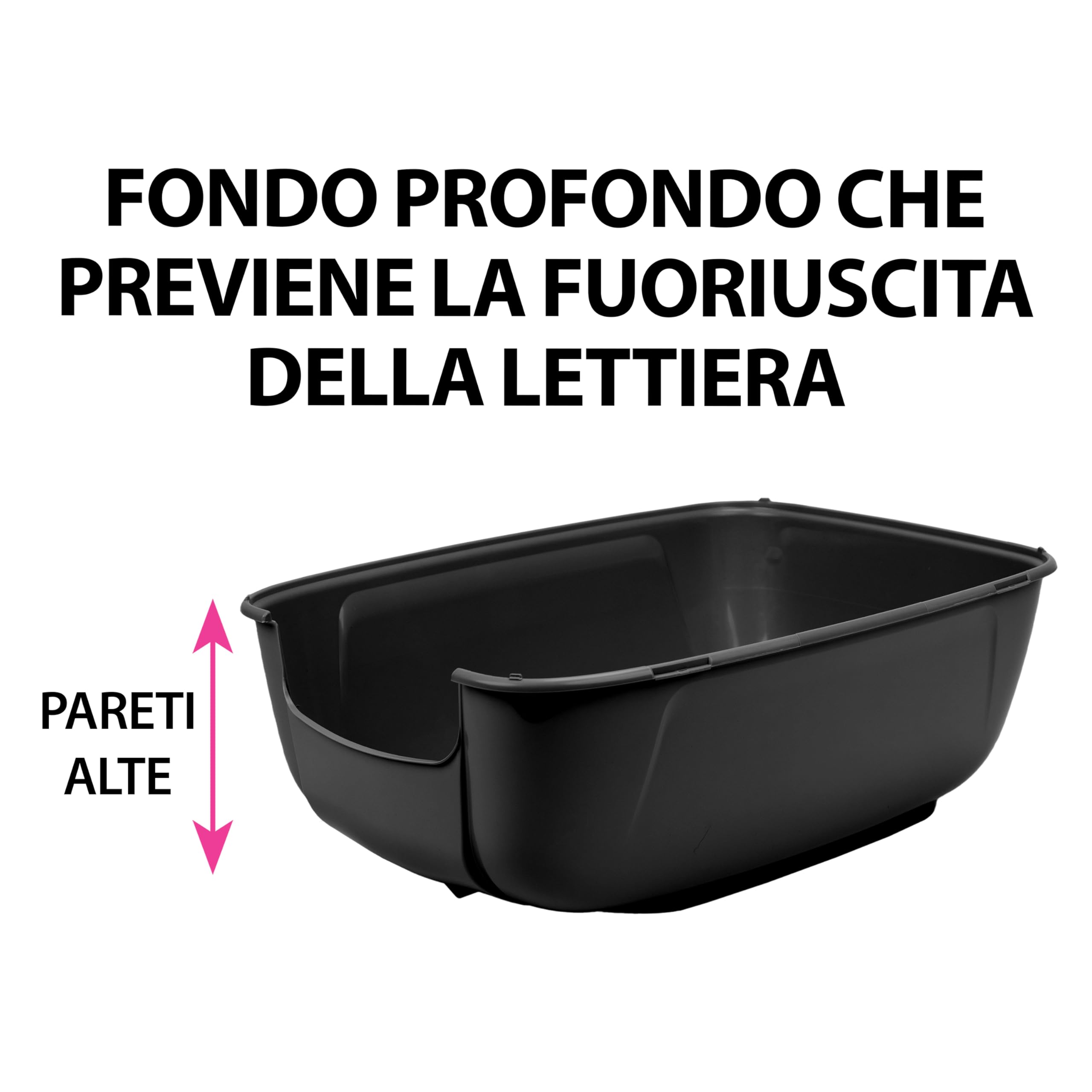 Ferplast Hooded Cat Litter Tray Box, PRIMA Cat Toilet Box with Door and 2 Activated Carbon Filters against bad odors, 39,5 x 52,5 x 38 cm., light black