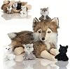 Youthfuljive 5 Pcs Wolf Stuffed Animal Set 16 Inch Large Stuffed Wolf Plush Toys with 4 Baby Wolves Soft Plushies in Her Zippered Pouch for Kids Boys Girls Birthday Easter Stuffers Gifts Decoration
