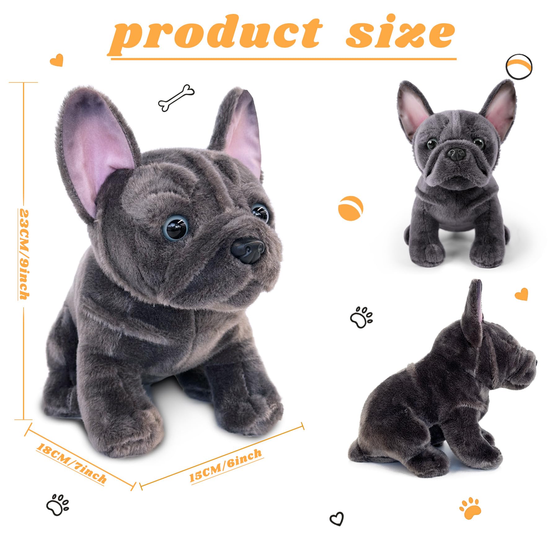 Amazon.co.jp: JUSTQUNSEEN ブルドッグ ぬいぐるみ リアルな犬 9インチ