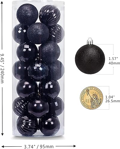 Miniatura 3 de AUXO-FUN 28bolas de Navidad de 1.57pulgadas, irrompibles, con 4acabados clásicos para decoración del árbol de Navidad