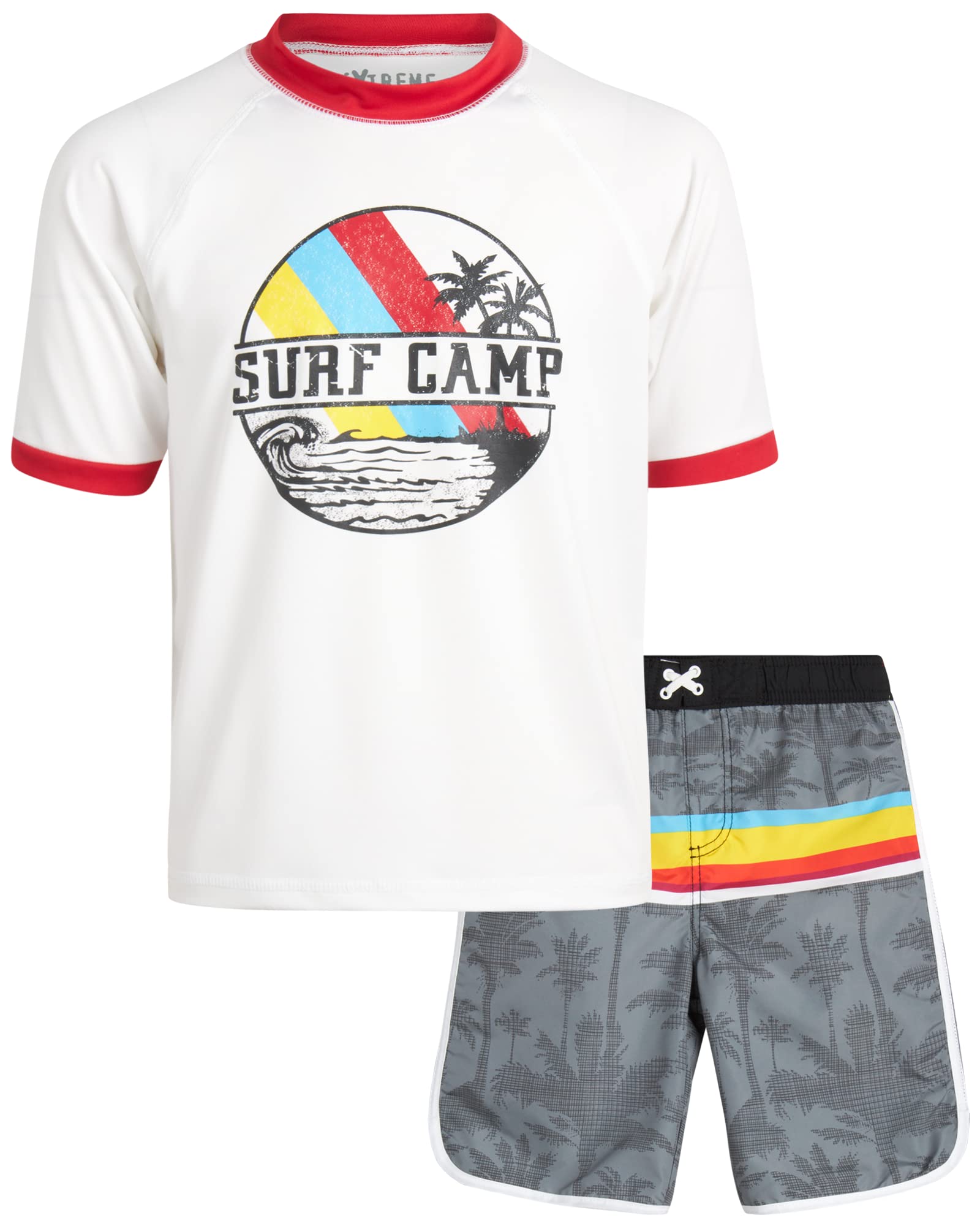 Boys' Rash Guard Set - 2 Piece UPF 50+ Quick Dry Swim Shirt and Bathing Suit (12M-18)