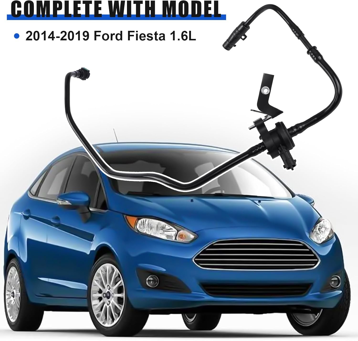 D2BZ9C047F Fuel Tank Evaporative Emissions Vapor Canister Management Purge Valve Solenoid with VMV Hose Compatible with 2014-2019 Ford Fiesta 1.6L Replacement# D2BZ-9C047-B