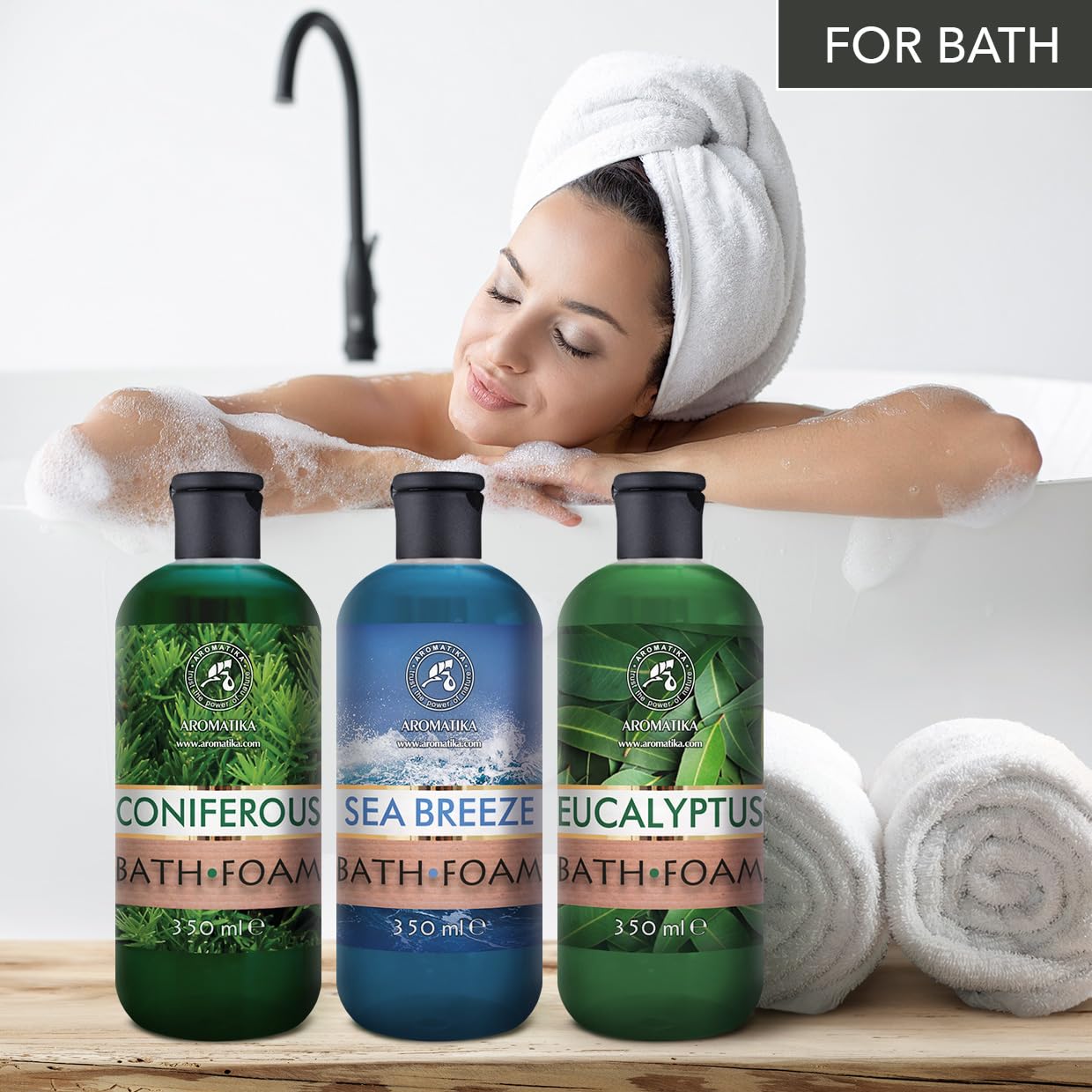 Espuma Baño Set Coníferas & Brisa Marina & Eucalipto 3x350ml - Cuidado del Cuerpo - Relajación - Aroma Fresco - Aromaterapia - Spa - Baños de Burbujas - Belleza