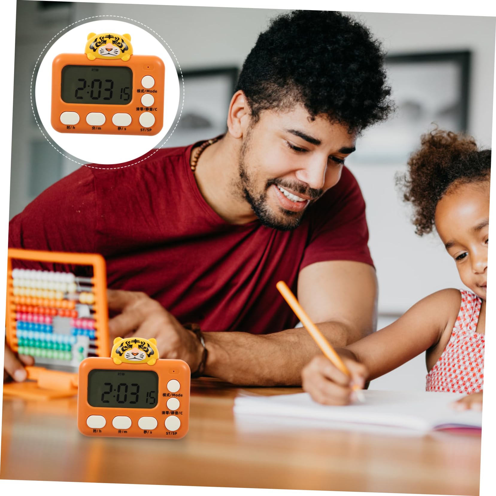 PRETYZOOM 4 Pièces Réveil Étude De La Minuterie De Cuisson Cuisine Mignonne Minuterie Mécanique Compte à Rebours Numérique Mini-Horloge Numérique Électronique Dur Orange Plastique