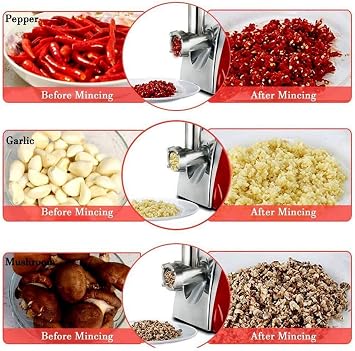 Electric Meat Grinder and Duty Household Sausage Maker Meats Mincer Food Grinding Mincing Machine with Kibbe Attachement – Powerful 2800W Copper Motor(Red)