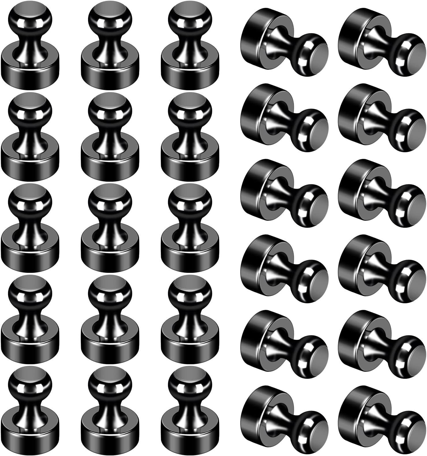 24 Pack Black Fridge Magnets,Strong Refrigerator Magnets,Magnetic Push Pins for Whiteboard,Office,Classroom,Kitchen,Lockers