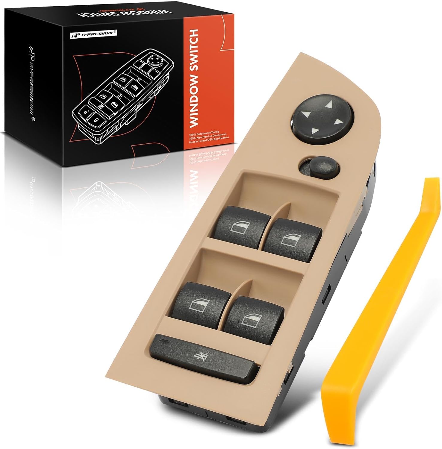 A-Premium Power Window Switch w/Panel Compatible with BMW 328i 2007-2011, 328xi 2007-2008, 330i 330xi 2006, 335d, 335i, 335xi, M3, Front Left Driver Side