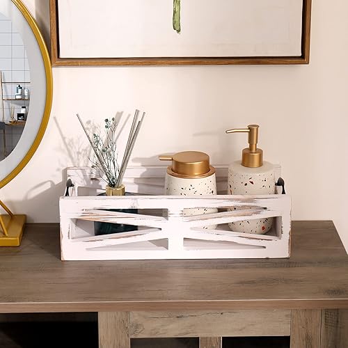 Miniatura 3 de Cesta para tanque de inodoro, soporte de papel higiénico blanco rústico, caja de decoración de baño, organizador de utensilios de cocina de granja,