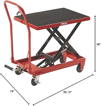 Ironton Hydraulic Table Cart, 500-Lb. Capacity, 28 5/8in. Lift | Controlled load positioning, Shop/warehouse use, Mobile work surface, Durable construction, Shop and warehouse use