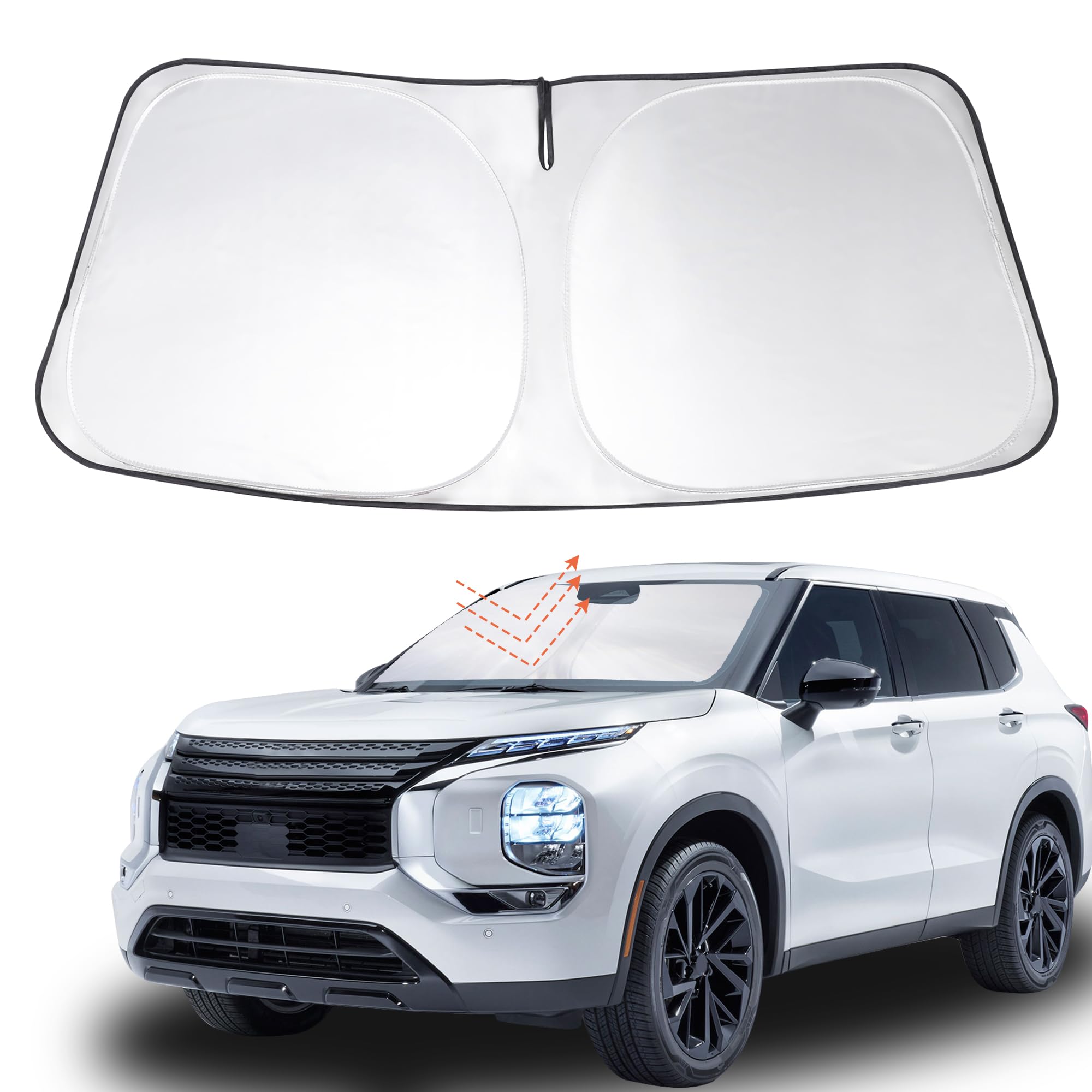 YYCKE Windshield Sun Shade Accessories Compatible with Mitsubishi Outlander 2022-2025(NOT for Outlander Sport) Foldable Sunshade Sun Visor Blocks UV