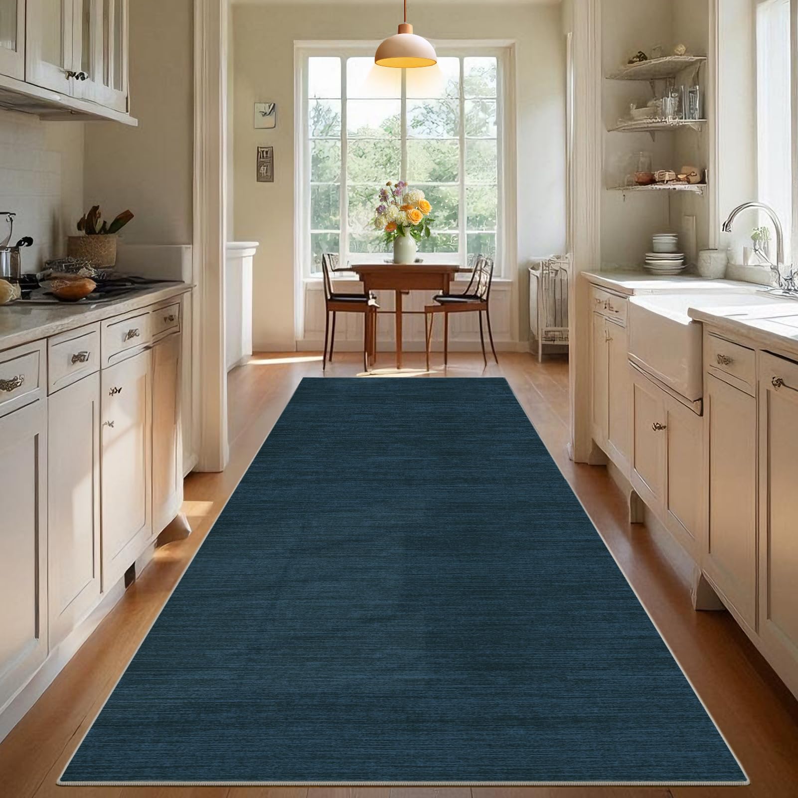 Long Hallway Runner Rug Non Slip Washable Kitchen Rug Hall Runner Corridor Rugs Floor Mat Narrow Heavy Duty Carpet Runner for Entryway Hallways Kitchen Laundry Room, Abstract Blue, 120 x 220 cm