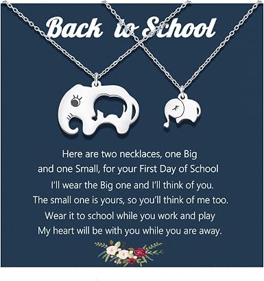 School Matching Elephant Necklaces Set 