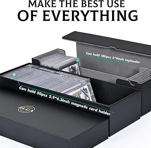 Miniatura 4 de ZLCA Caja de cartas para tarjetas MTG TCG, más de 1500 tarjetas coleccionables premium con bandeja de dados, con 3 fundas para tarjetas para más de