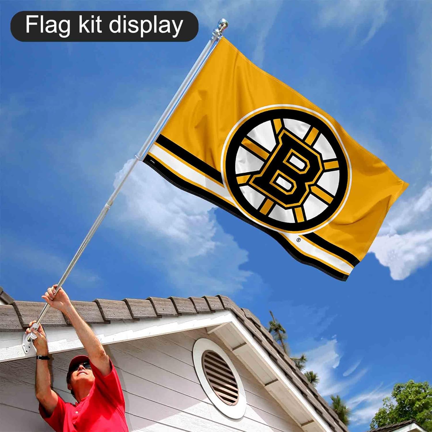 Boston Bruins Gold Flag Pole and Bracket Mounting Set - Image 6
