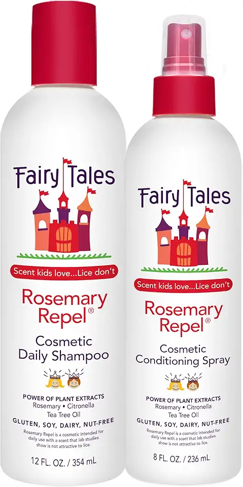 Fairy Tales Rosemary Repel Shampoo, 12 fl oz. &amp; Conditioning Spray, 8 fl oz. Duo Kids Like the Smell, Lice Do Not