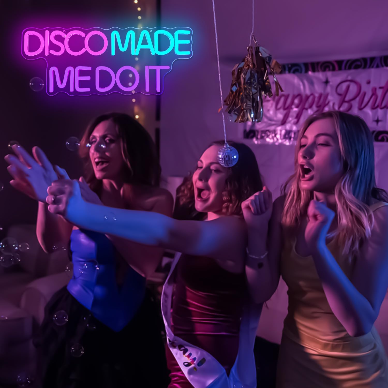 Disco Made Me Do It Neon Sign Disco Led Neon Sign for Wall Decor Dimmable Neon Light Sign for Disco Party Light Up Sign for Music Bar Club Bedroom Disco Decor Disco Lover Disco Fever Party