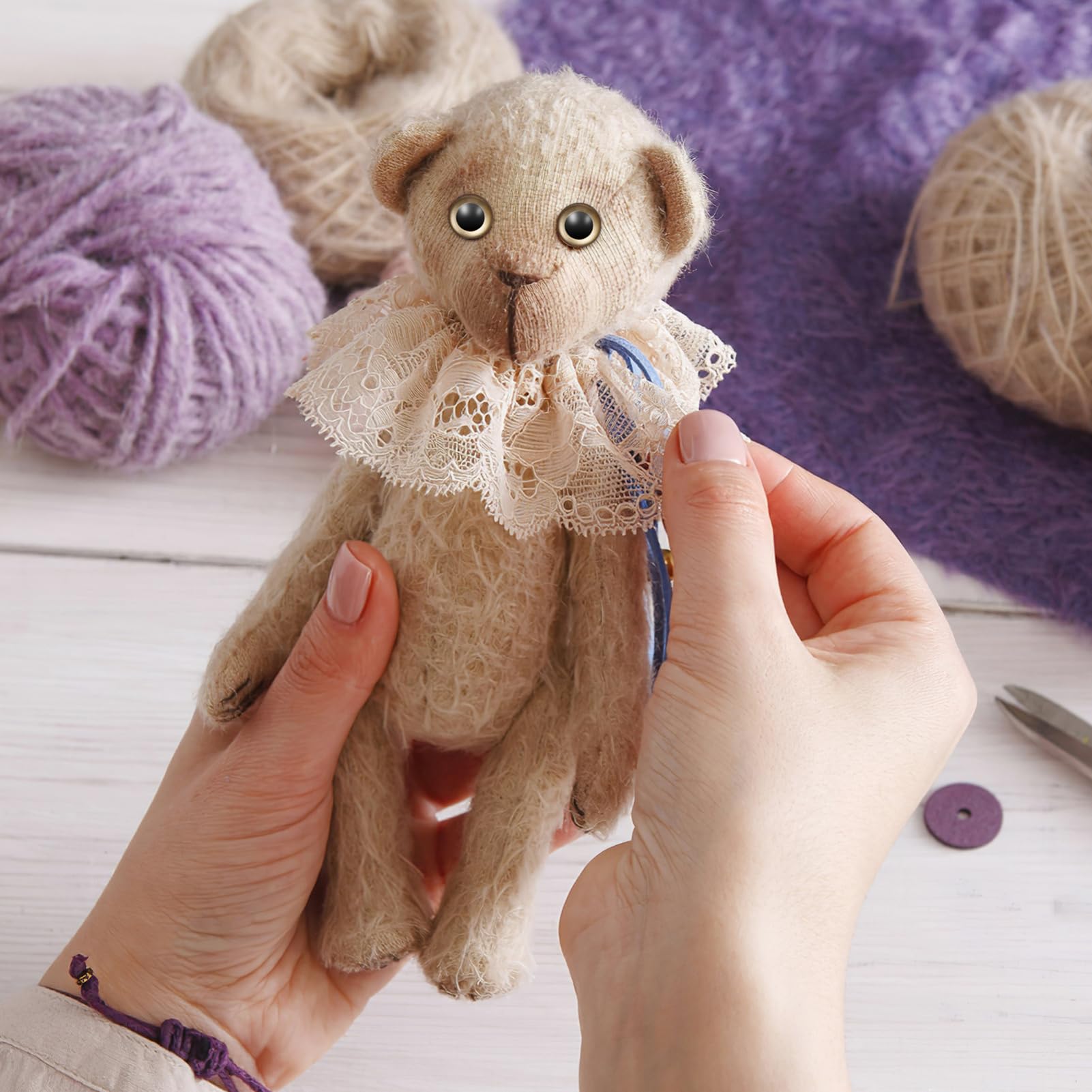 Tofficu 120 Ojos De Seguridad De Plástico con Purpurina Ojos De Animales De Peluche para Crochet Ojos De Seguridad Ojos De Animales De Peluche De Plástico Ojos De Ganchillo Artesanales De