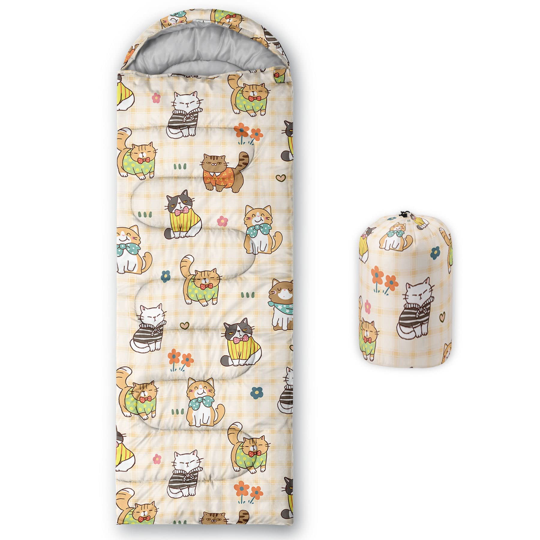 HOSIMA Sleeping Bags,Cute Cats Printed Lightweight Warm Portable Outdoor Indoor Waterproof Cold Resistant Sleeping Bag for Camping Hiking (Cats) โ image 1