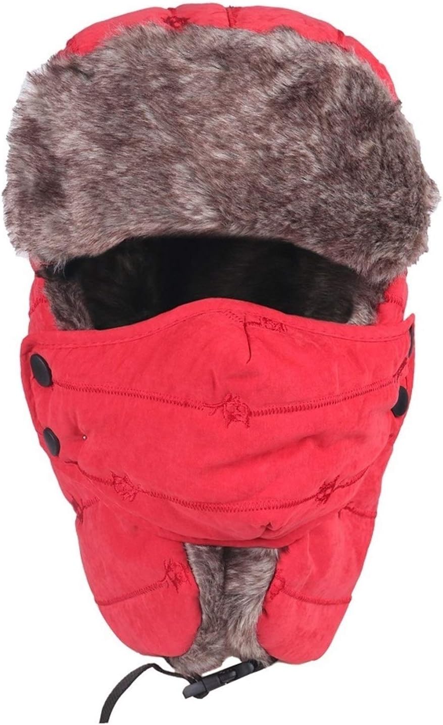 KJACR Men's Warm Chunky Trapper Hat Removable Windproof Winter Russian Hats with Mask Hat (Color : Blue, Hat Size : One Size)