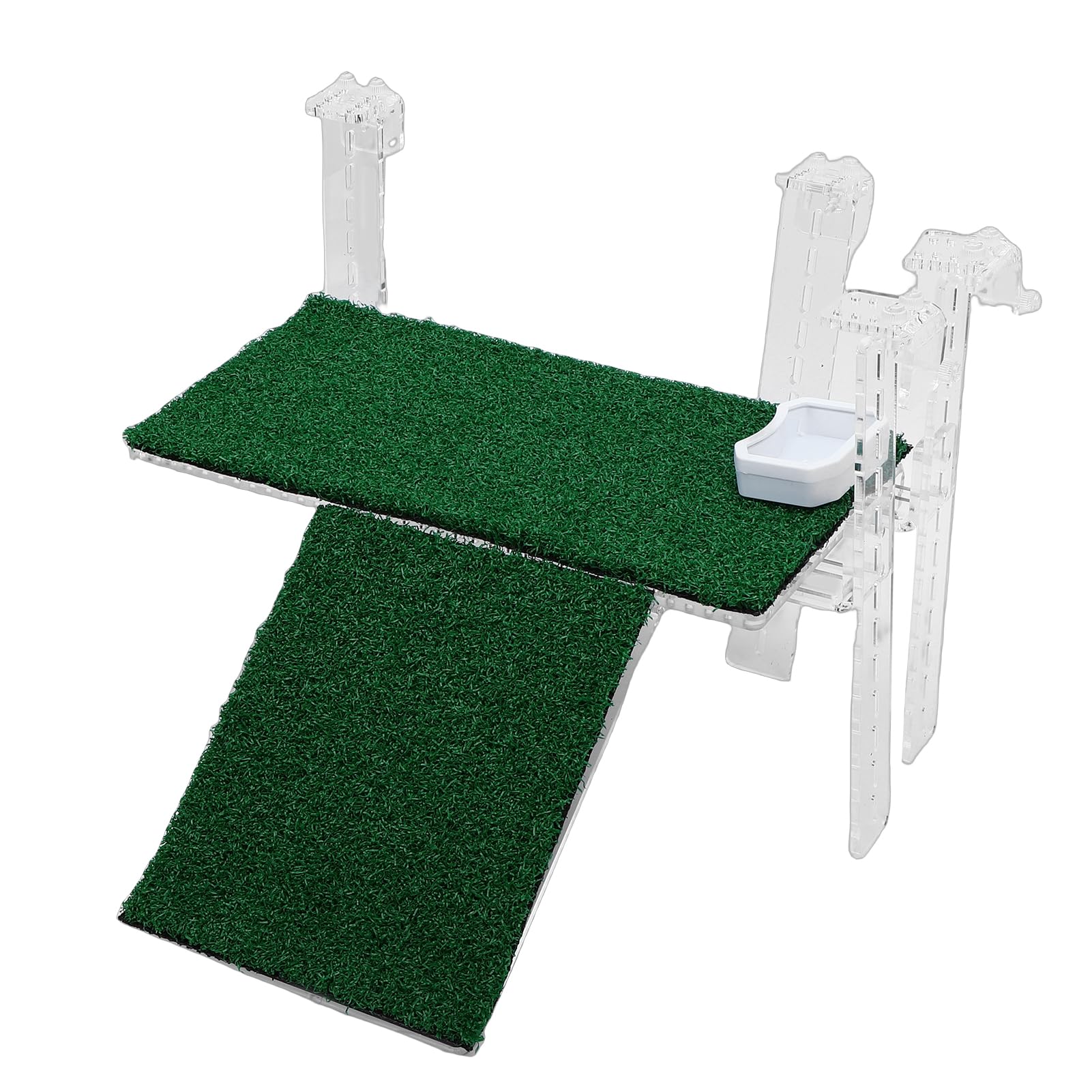 Asixxsix Piattaforma per Basking per Tartarughe, Piattaforma per Basking in Erba Artificiale Regolabile Antiscivolo per Tartarughe Acquatiche, Bacino per in Acrilico con Tappetino per Erba