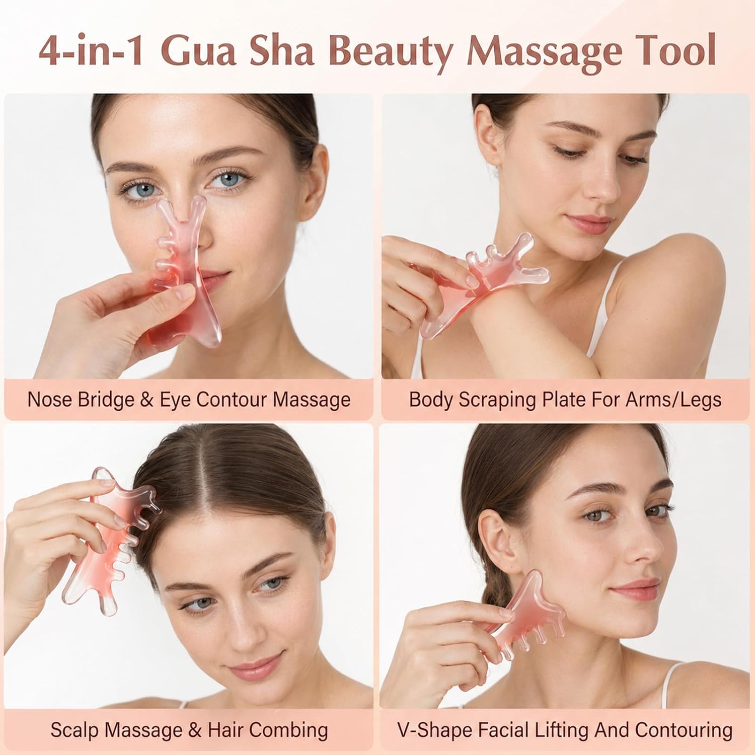 Ymapinc Body Gua Sha Tool, 4 in 1 Resin Scalp Massage Comb Facial Guasha