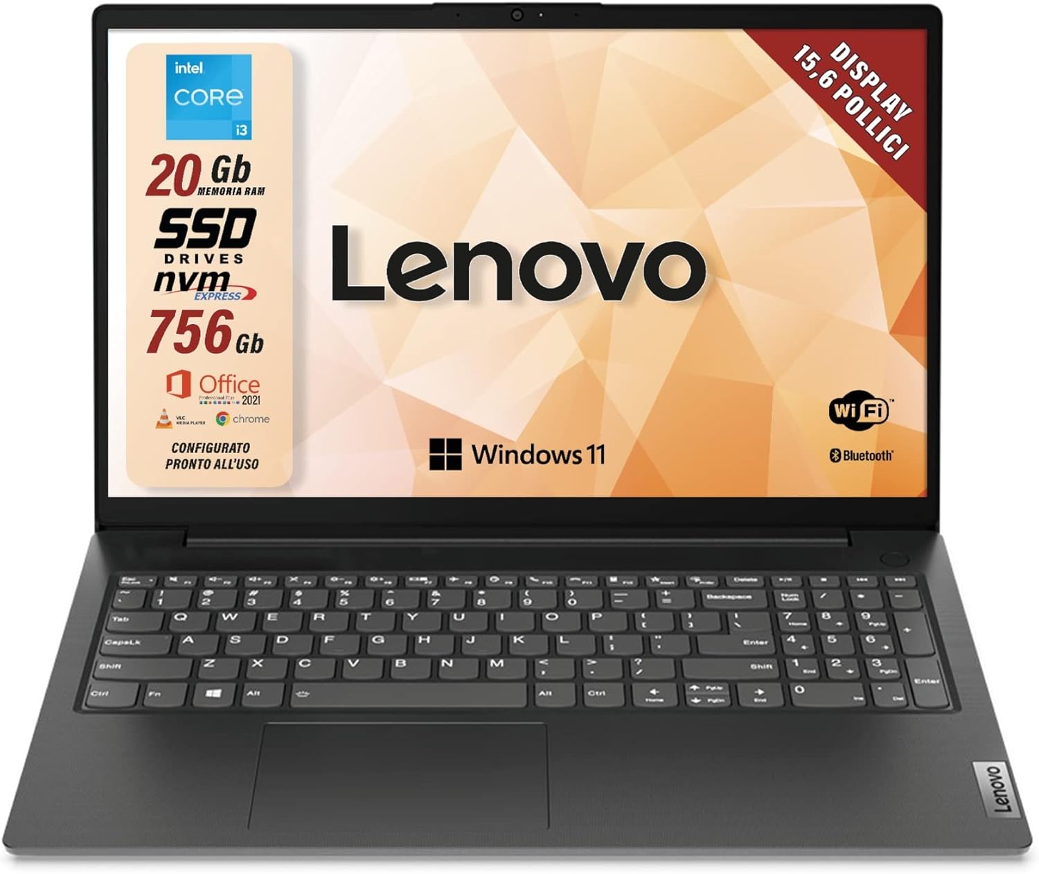 Lenovo, Pc portatile notebook pronto alluso, Display FHD da 15,6, cpu Intel i3 11th, ram 20Gb, sshd 756Gb, windows 11 pro, computer portatile con pacchetto Office 2021 Lenovo, Pc portatile notebook pronto alluso, Display FHD da 15,6, cpu Intel i3 11th, ram 20Gb, sshd 756Gb, windows 11 pro, computer portatile con pacchetto Office 2021