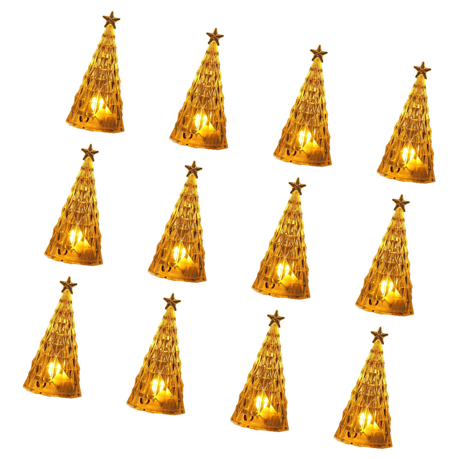 carotoe 12 Pcs Christmas Tree Tabletop Small Tree with Lights Ornaments Party Supplies for Home Holiday Decoration Chrismas Decoration with Lights