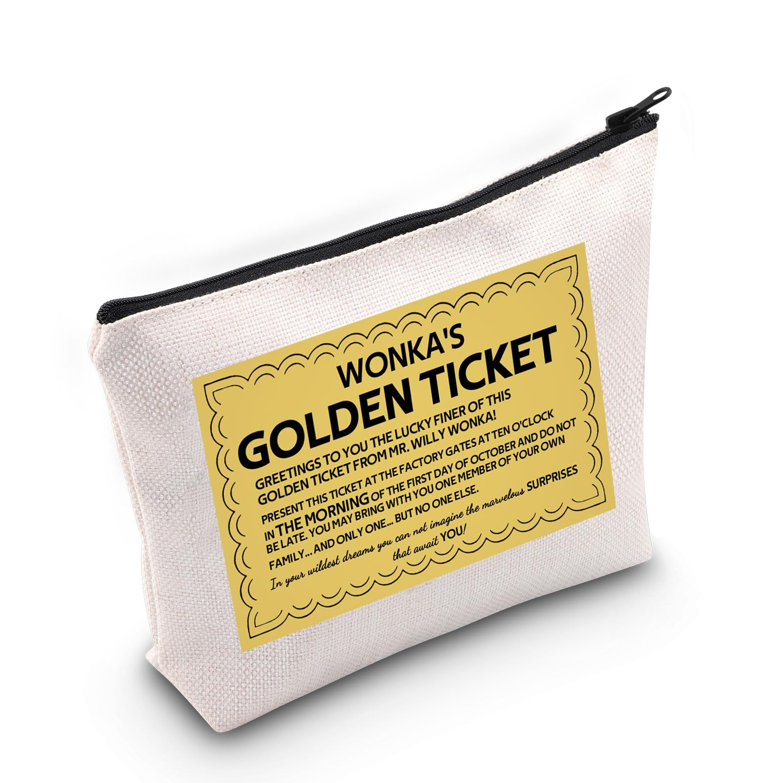 LEVLO Willy Musical Wonka Merch Cosmetic Bag Chocolate Bar Golden Ticket Makeup Bag We are The Music Makers (Golden Ticket 3uk)