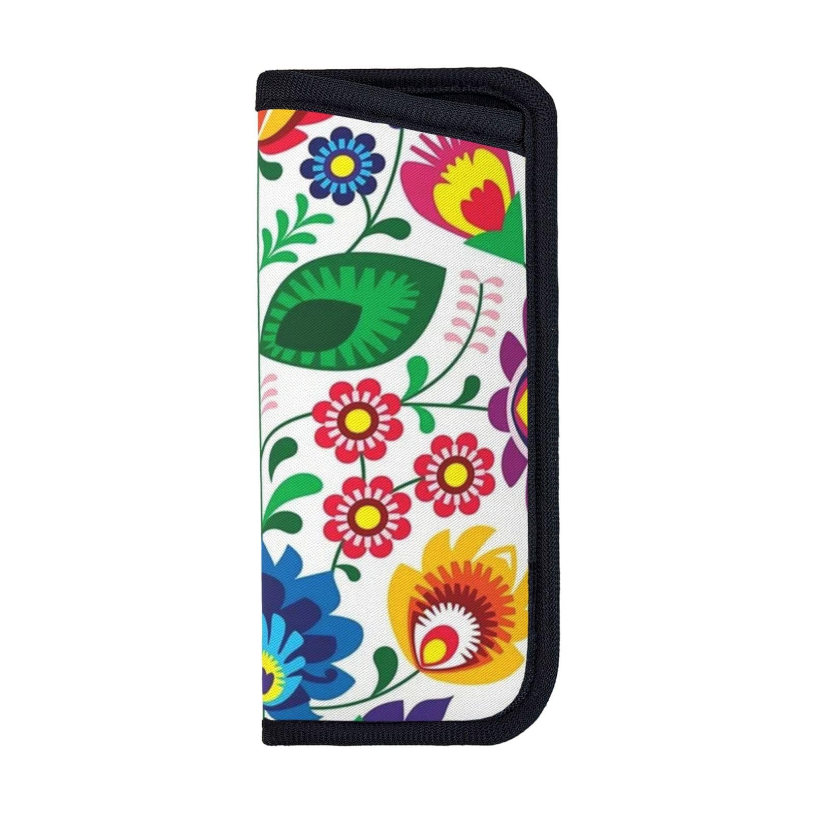 EgoMed Glasses Case,Anti-Scratch Spectacles Sleeve Portable Eyewear Case Sunglasses Case, Flower Polish Folk Art