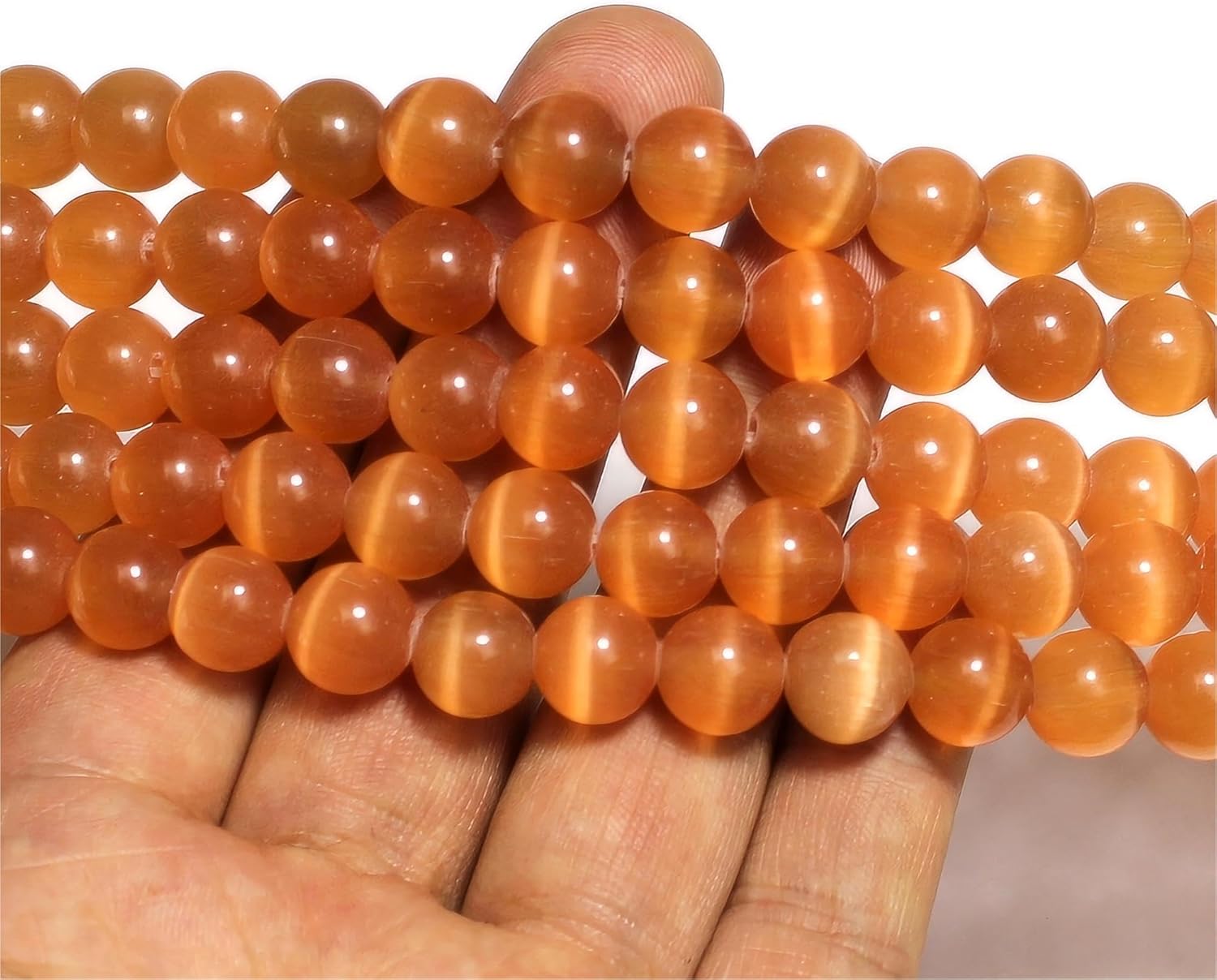 MJDCB 30pcs Orange Cat Eye Stone Beads 12mm Round Crystal Loose Bead for Jewelry Making DIY Bracelets Necklace - Image 5