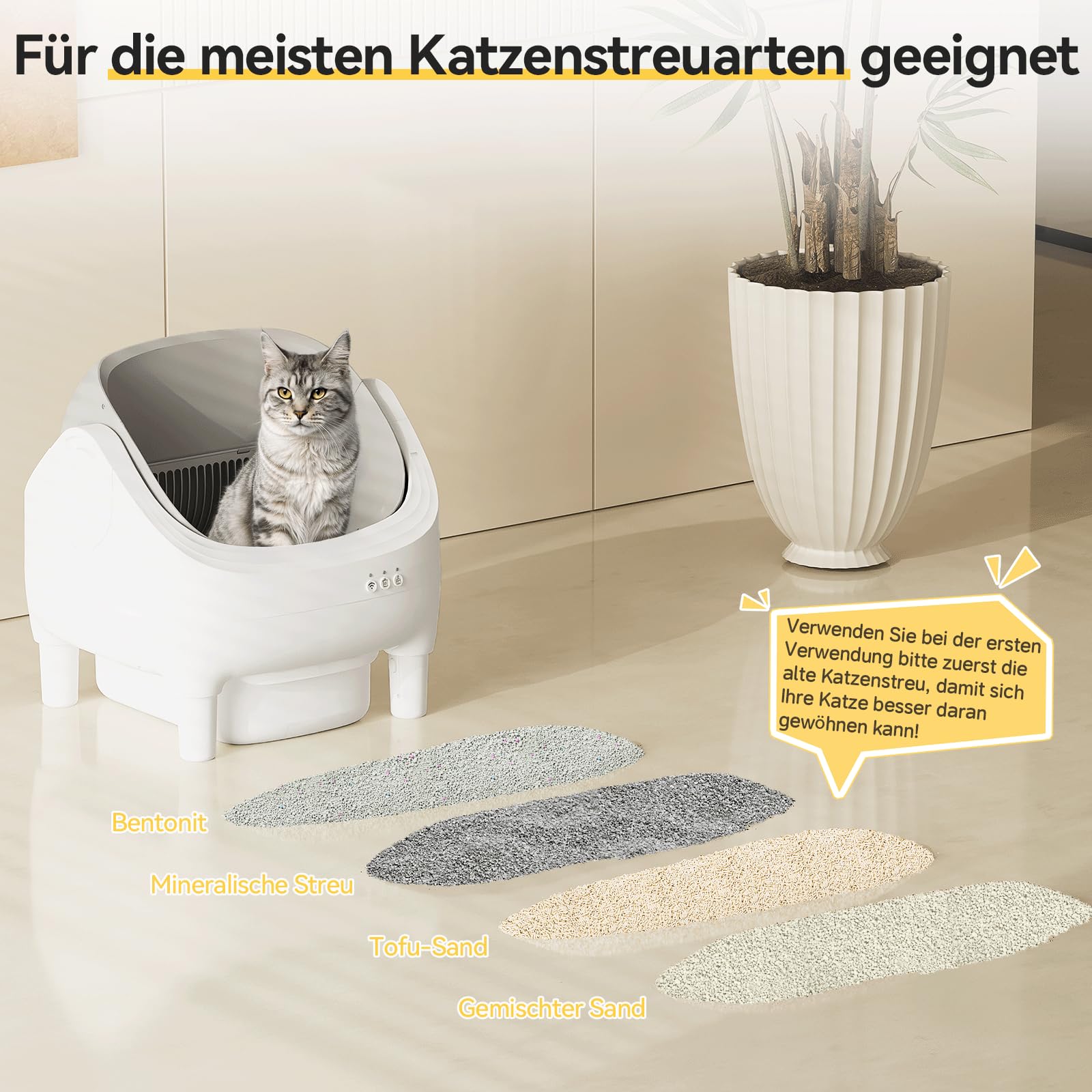 JUMMICO Selbstreiniger Katzenmüllkasten, Top Open Design, XXL Müllschalen für 15 kg Katzen, App Control, 12L 15 Tage dauerhafter Gebrauch, elektrische automatische Müllkasten für Multi Cat