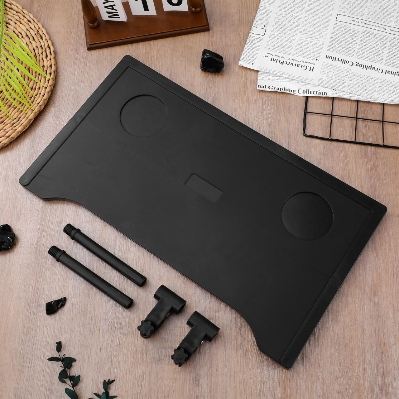 PACKOVE Mesa De Comedor Para Sillas De Ruedas Bandeja Ligera Portátil Para Comer Con Portavasos Para Exteriores y Camping