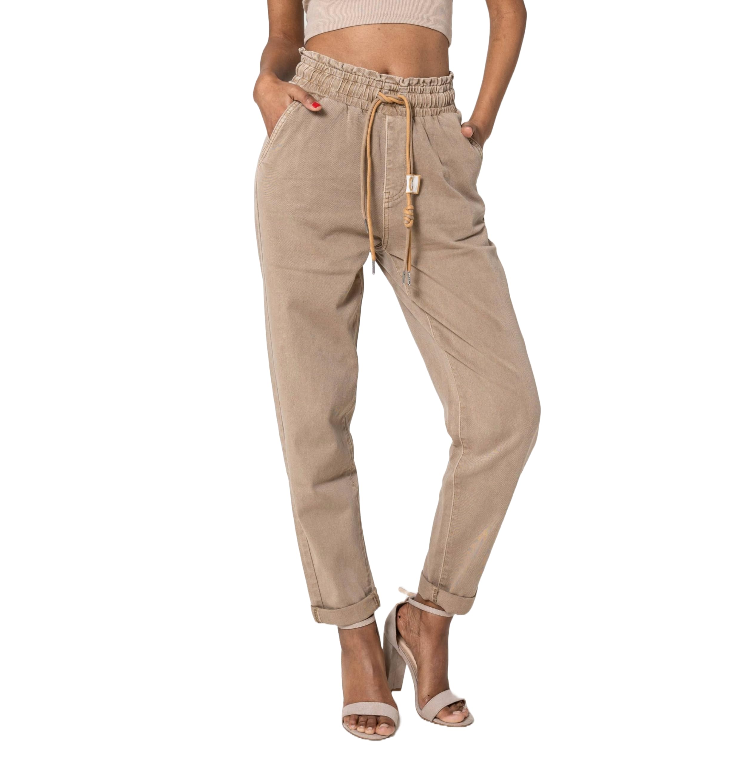 Nina Carter P500 Jean décontracté pour femme, style jogging, taille haute, pantalon de jogging, jeans d'été