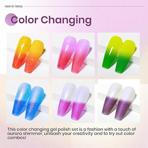 Miniatura 3 de MIZHSE Pearl Gel Nail Polish, 6 Colors Pearl White Gel Polish Set Shimmer Mermaid Nail Gel Polish Shell Thread Soak Off UV Nail Polish for Manicure