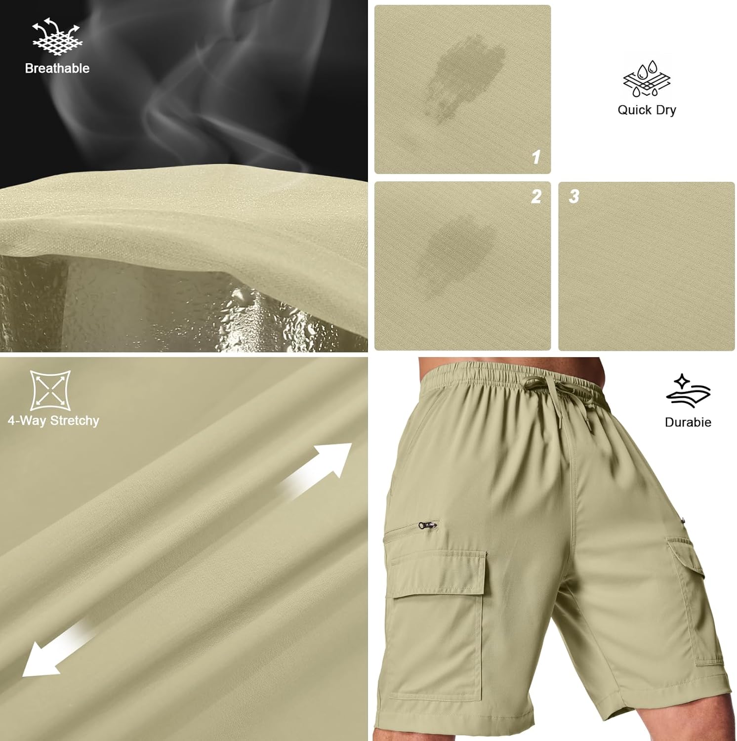 Men's Hiking Cargo Shorts Lightweight Outdoor Work Shorts for Men Travel Golf Camping Casual - Image 4