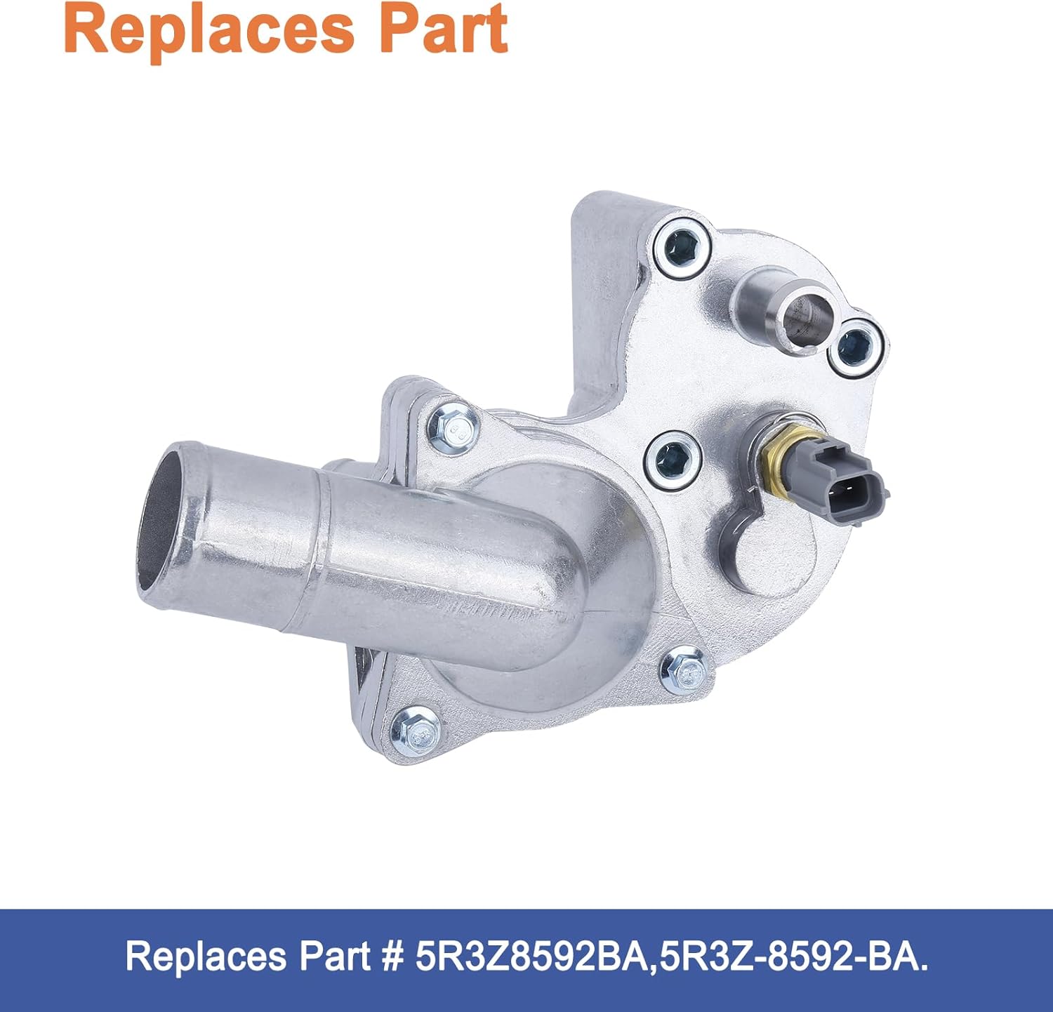 Upgrade Aluminum Thermostat Housing Assembly.(1PCS) Replaces Part # 5R3Z-8592-BA 5R3Z8592BA. Fit For 2005-2010 Ford Mustang 4.0L V6.