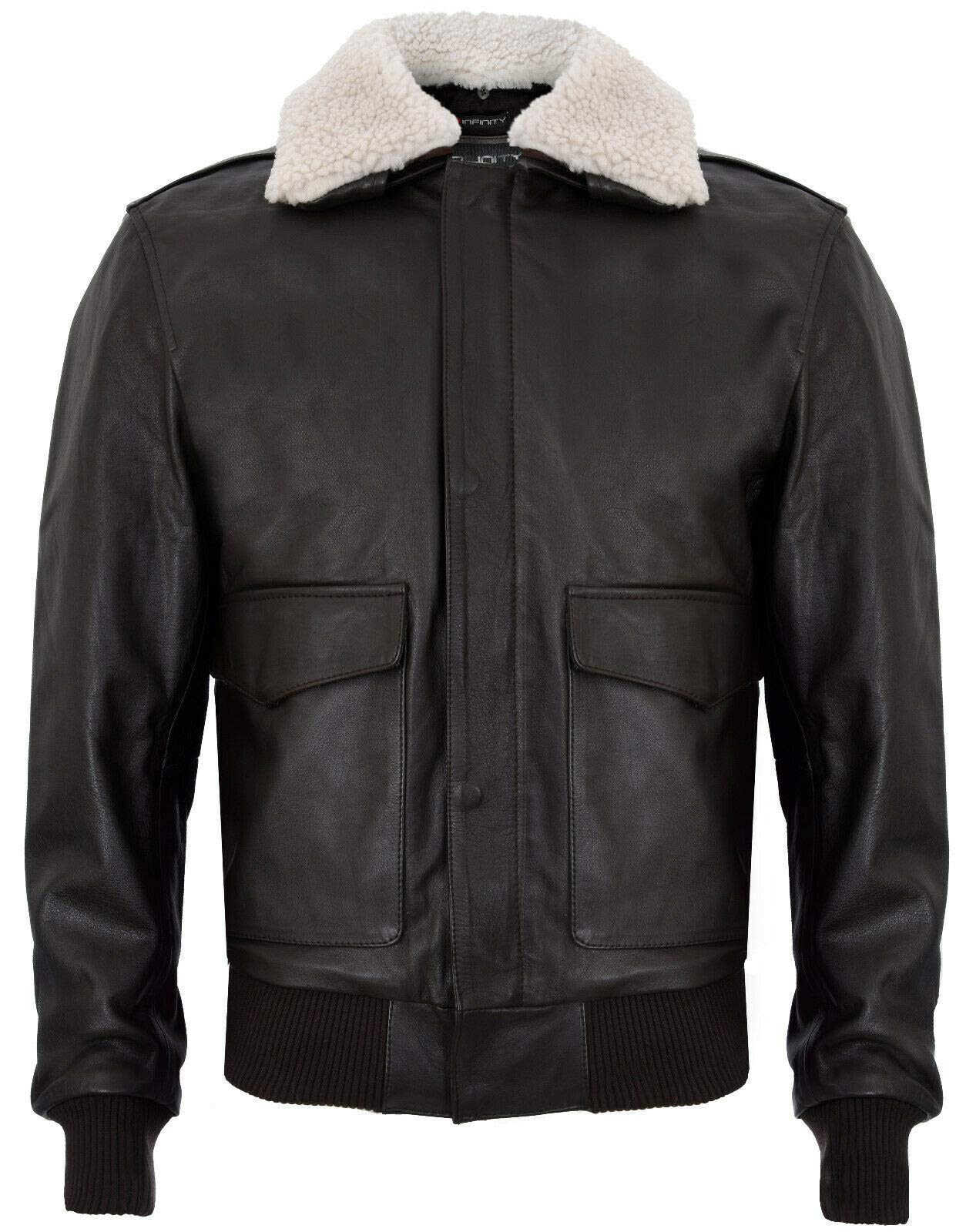 Men's Air Force A2 USAF Brown Pilot Aviator Real Leather Flight Bomber Jacket 3XL