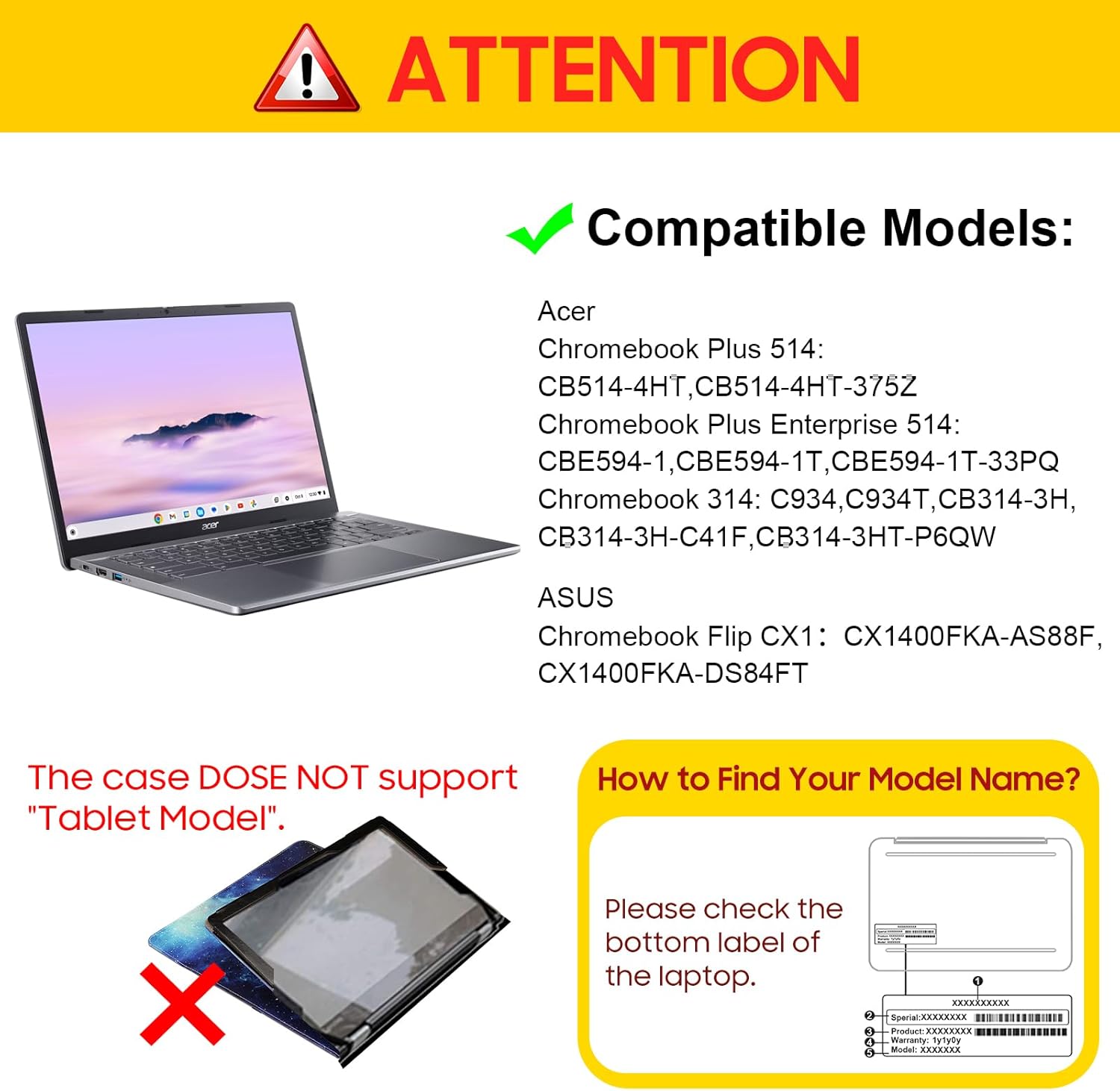 Fintie Protective Case for 14 Inch Acer Chromebook Plus 514 CB514-4HT, ASUS Chromebook Flip CX1 CX1400FKA-AS88F, Samsung Galaxy Chromebook Go (Black)