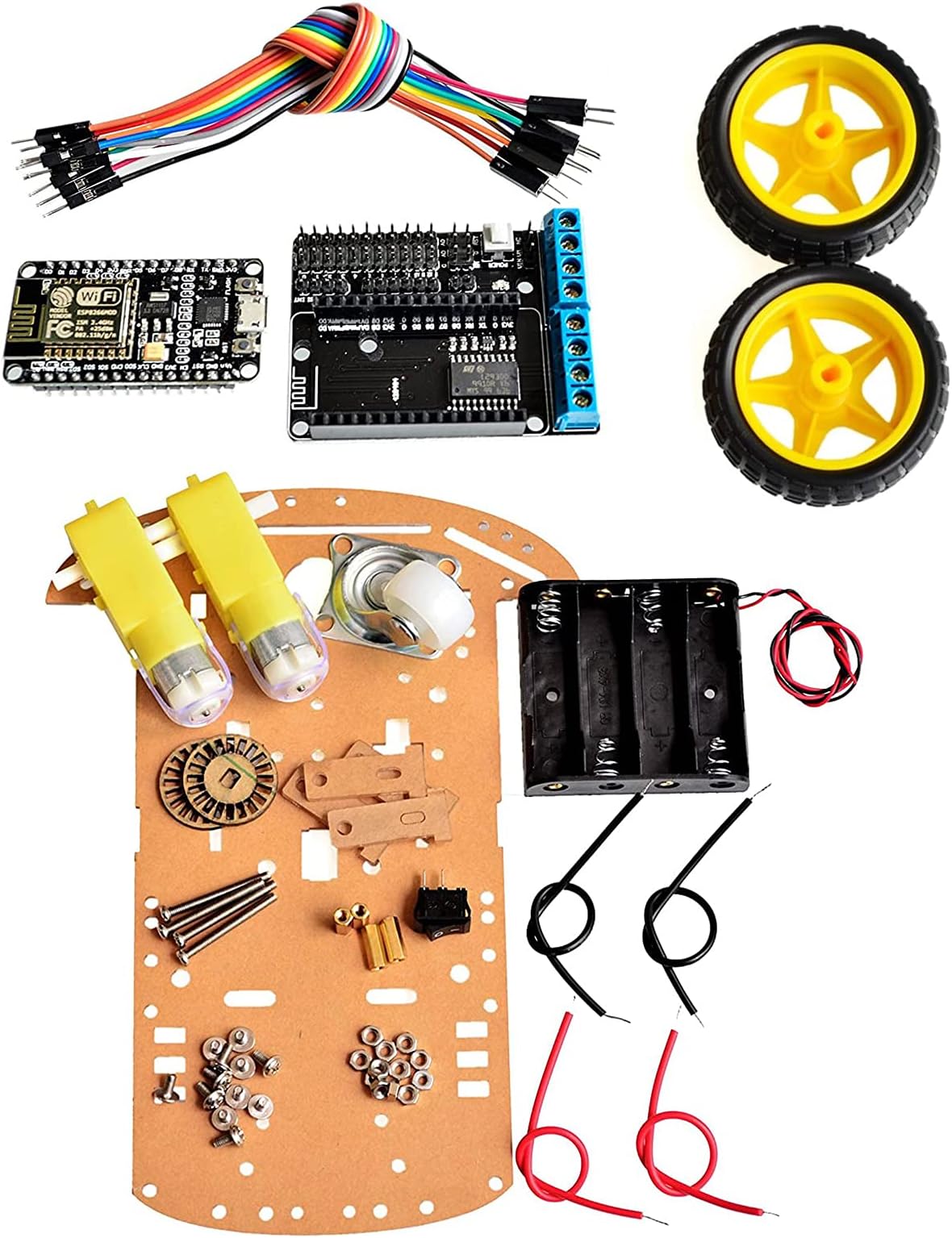 2wd rc smart car kit L293D by ESP-12E for esp8266 esp 12e DIY rc toy remote control by phone Lua nodeMCU+motor shield+car