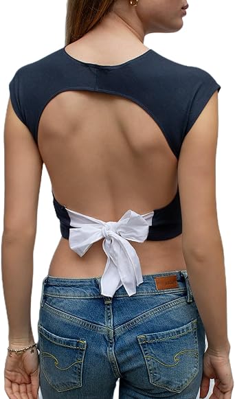 Y2k Short Sleeve Crop Top Women Slim Fit Sexy Basic Solid T Shirts Crewneck Cut Cropped Tight Fitted Going Out Tees