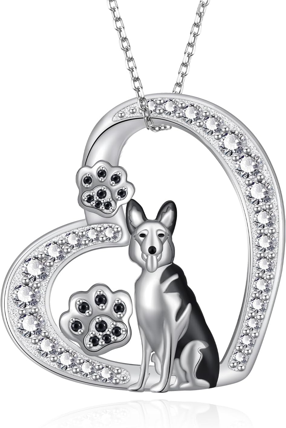 Dachshund and German Shepherd Necklace 925 Sterling Silver Cute Dog Pendant Necklace Dog Jewelry Gifts for Women Dog Lover