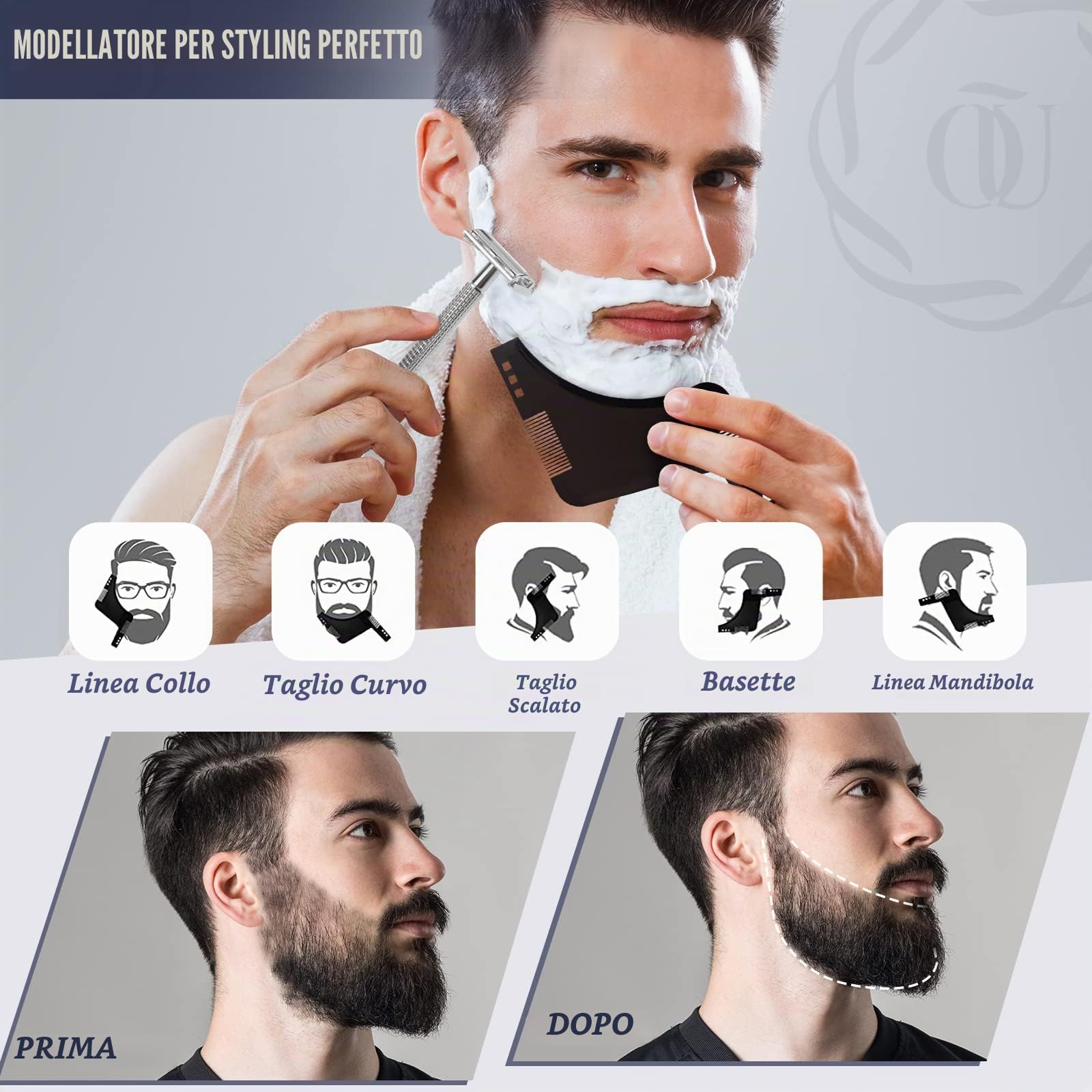 Kit Barba per Uomo, Set Regalo Cura Della Barba Completo Professionale per Lui Papà - Set Rasatura con Olio Barba, Schiuma, Dopobarba, Pennello da Barba, Rasoio Sicurezza, Lametta, Pettine e Grembiule