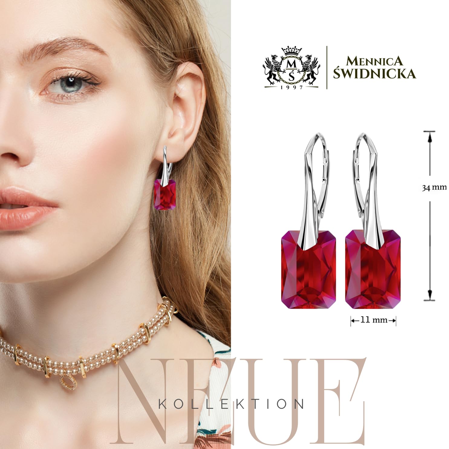 Modeschmuck Silberne Hängende Ohrringe und Halskette Schmuckset Silber 925 Geschenk für Freundin Damen und Mädchen Premium Schmuck Set für Damen
