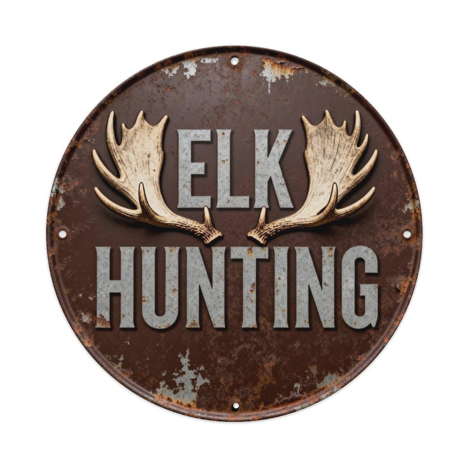 Elk Hunting Metal Tin Sign Plaque