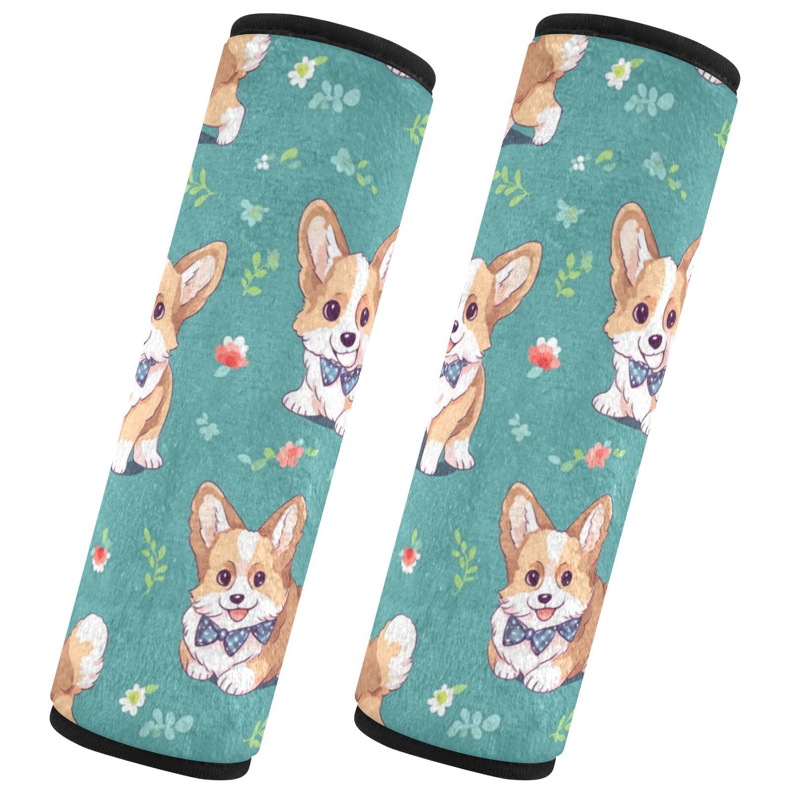 Seat Belt Covers 2 Pack Corgi Puppy Car Seat Strap Covers Super Soft Car Seat Neck Cover for Boys Girls Adults Babies M