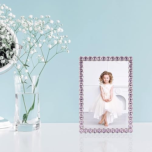 Vista 47 de Marco doble brillante de metal plateado 4x4, brillo transparente Brillo claro