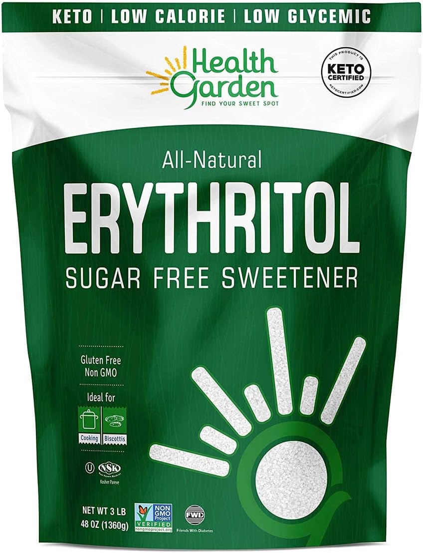 HEALTH GARDENErythritol Sugar Free Sweetener - All Natural - Non GMO - Kosher- Keto Friendly (48 Ounce (Pack of 1))