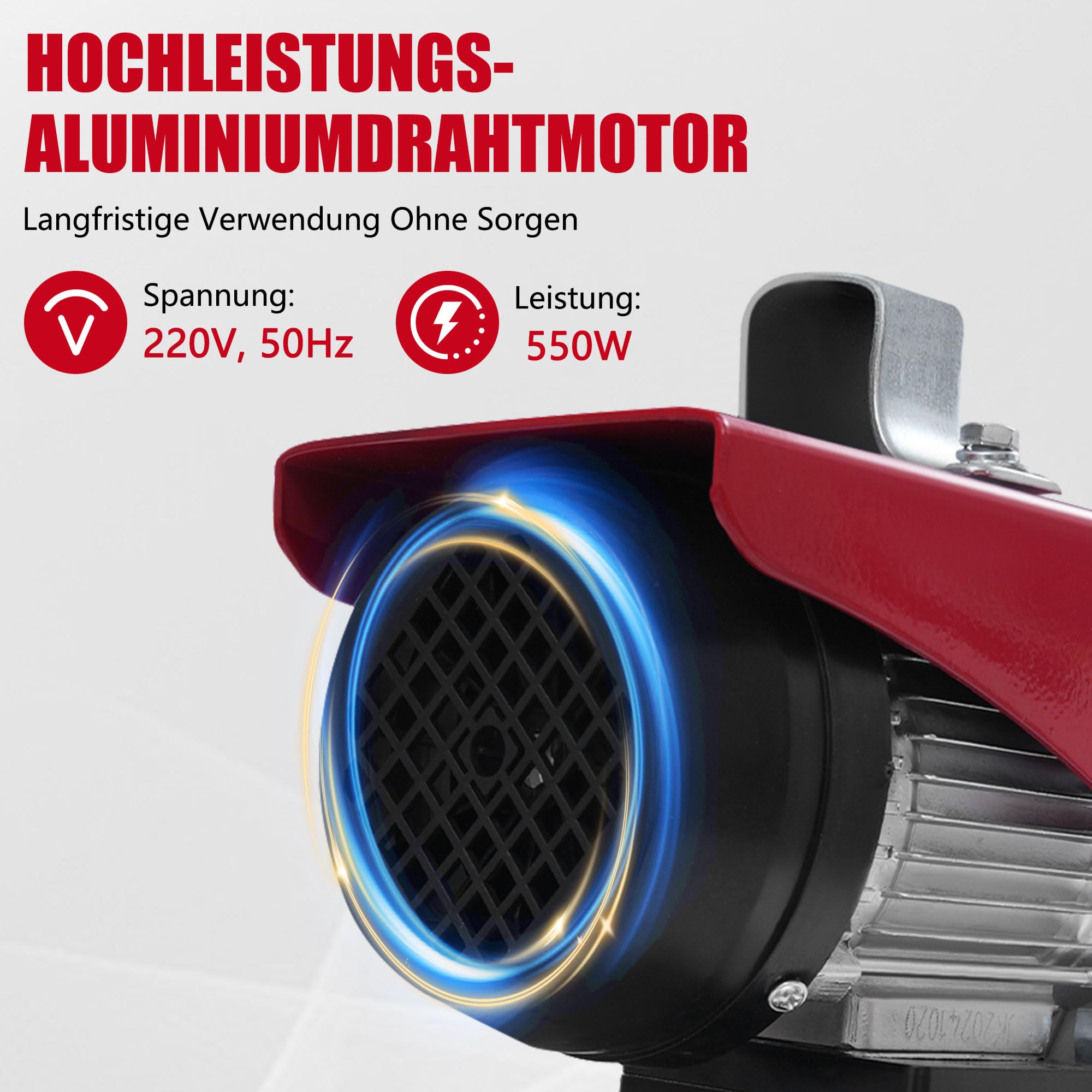 Elektrische Seilwinde 250kg mit 1.15m Schwenkarm 80m Kabellose Fernbedienung 12m Hubhöhe Flaschenzug
