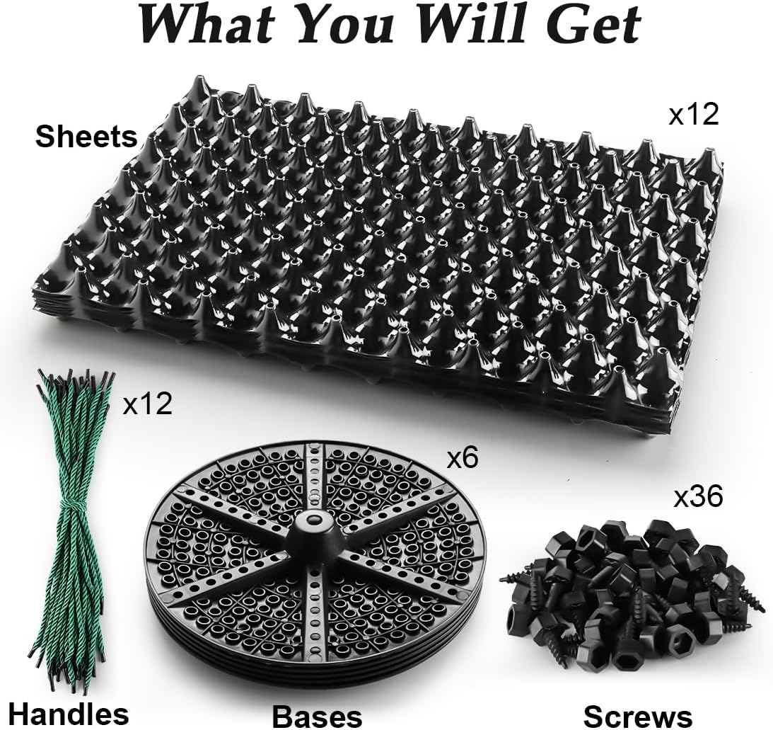 RooTrimmer Air Pruning Planters 5 Gallon 6-Pack, Sturdy Plastic Roots Control Planter Container for Fruit Vegetable Garden Orchard, Size 12"x12",Black